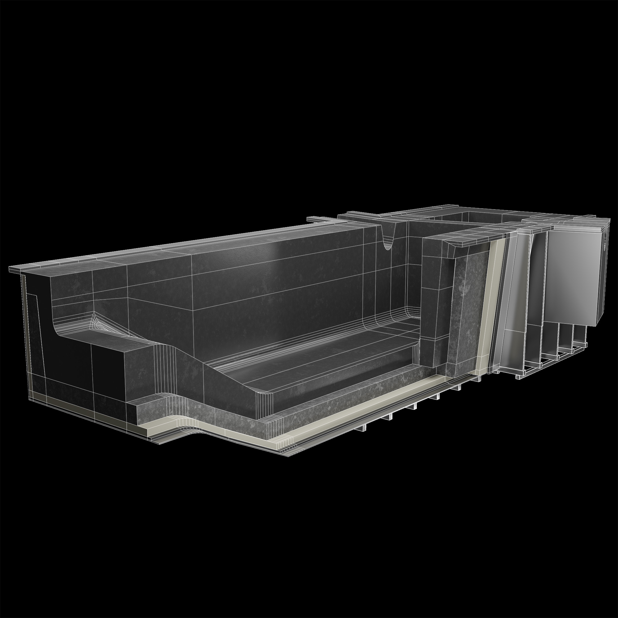 3D-Rendering of a industrial shelf filled with floor tiles