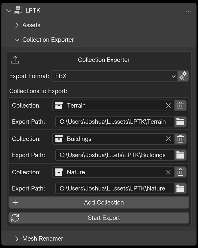 Custom exporter for Blender
